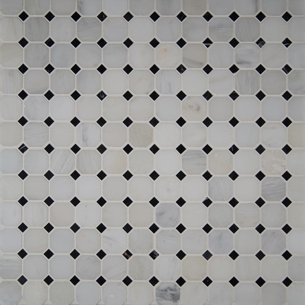 Arabescato Carrara Octagon 12" x 12" Honed Marble Mesh-Mounted Mosaic Tile 2" Octagon- MSI Collection