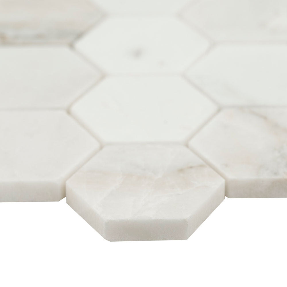 Arabescato Venato White 11.73"x12" Marble 2" Hexagon Honed Mesh Mounted Mosaic Tile - MSI Collection