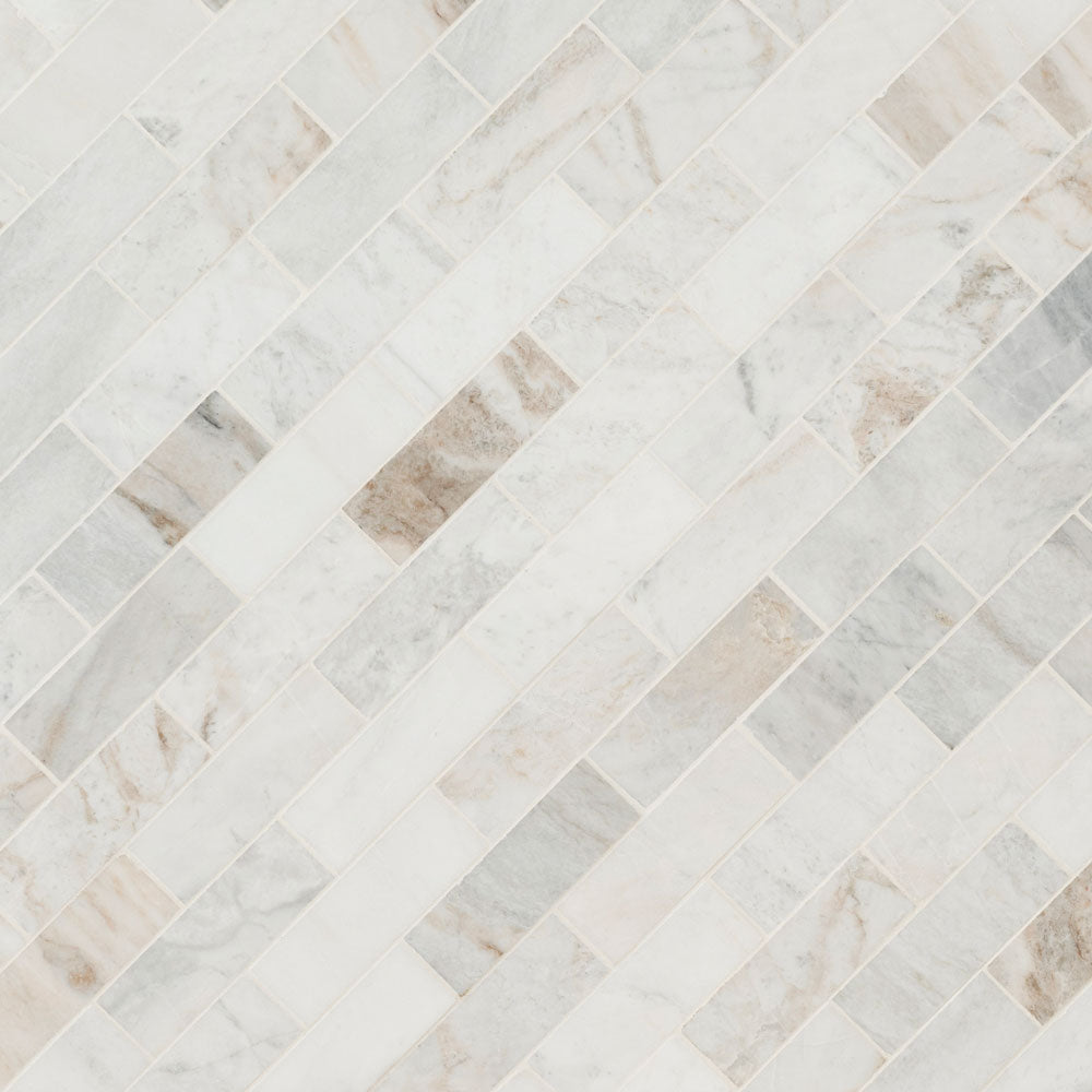 Arabescato Venato White 2"x6" Honed Marble Subway Mesh Mounted Mosaic  Tile - MSI Collection