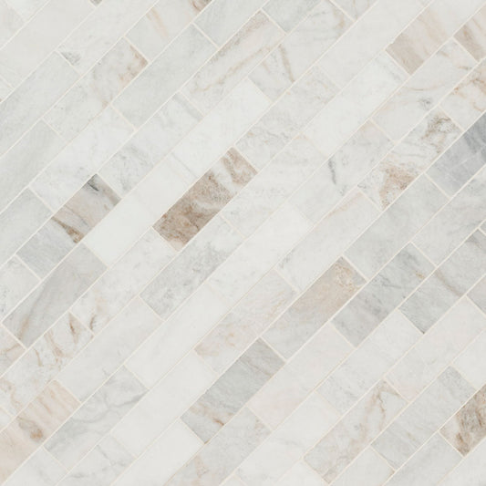 Arabescato Venato White 2"x6" Honed Marble Subway Mesh Mounted Mosaic  Tile - MSI Collection