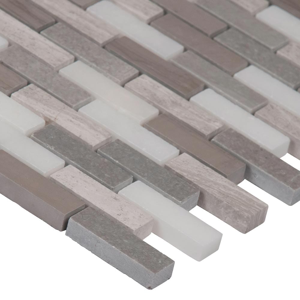 Arctic Storm 12" x 12" Honed Marble Mesh-Mounted Mosaic Floor and Wall Tile 0.625"x2"-MSI Collection