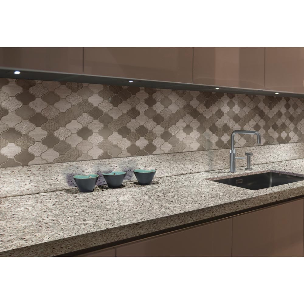 Arctic Storm Arabesque 12" x 12.6" Multi Finish Marble Mesh-Mounted Mosaic Tile Pattern-MSI Collection