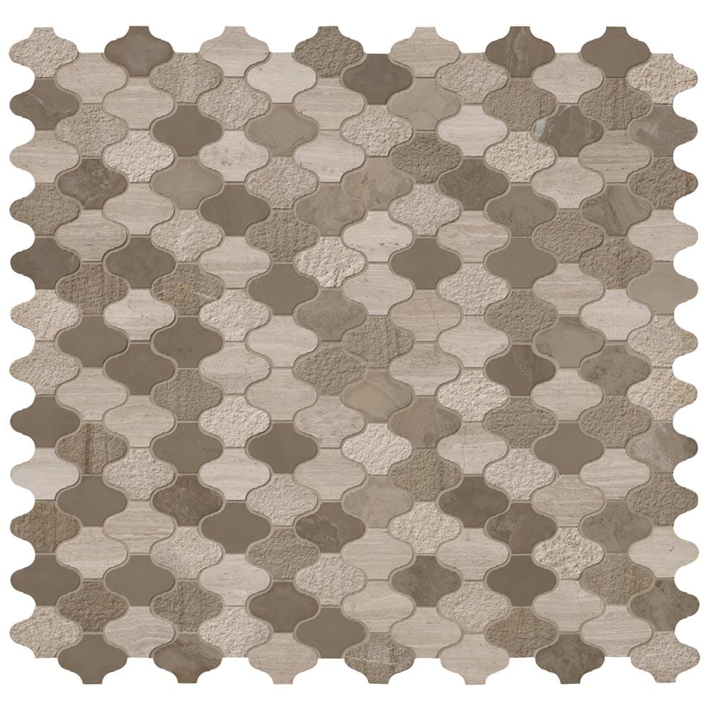 Arctic Storm Arabesque 12" x 12.6" Multi Finish Marble Mesh-Mounted Mosaic Tile Pattern-MSI Collection