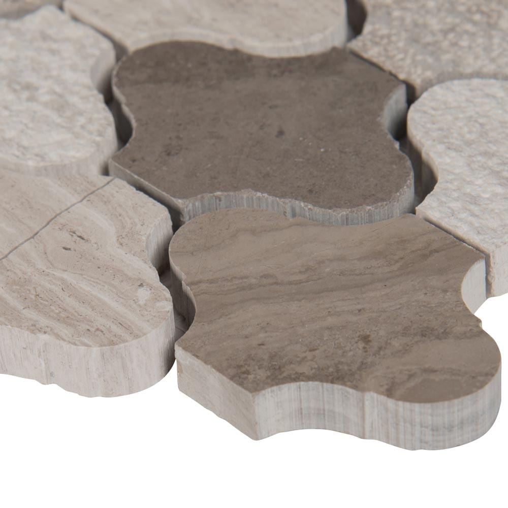 Arctic Storm Arabesque 12" x 12.6" Multi Finish Marble Mesh-Mounted Mosaic Tile Pattern-MSI Collection