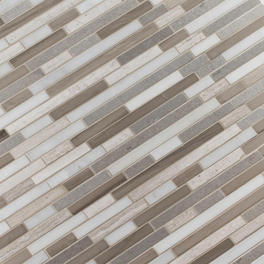 Arctic Storm Interlocking 12"x12" Honed Marble Mesh-Mounted Mosaic Tile Pattern-MSI Collection