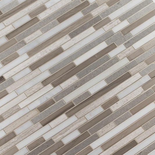 Arctic Storm Interlocking 12"x12" Honed Marble Mesh-Mounted Mosaic Tile Pattern-MSI Collection
