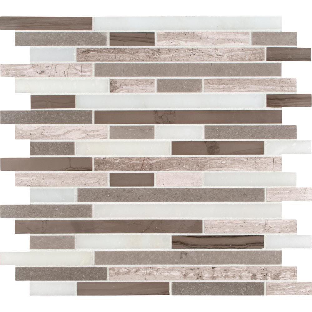 Arctic Storm Interlocking 12"x12" Honed Marble Mesh-Mounted Mosaic Tile Pattern-MSI Collection