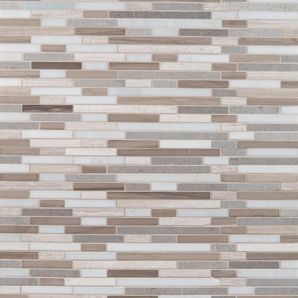 Arctic Storm Interlocking 12"x12" Honed Marble Mesh-Mounted Mosaic Tile Pattern-MSI Collection