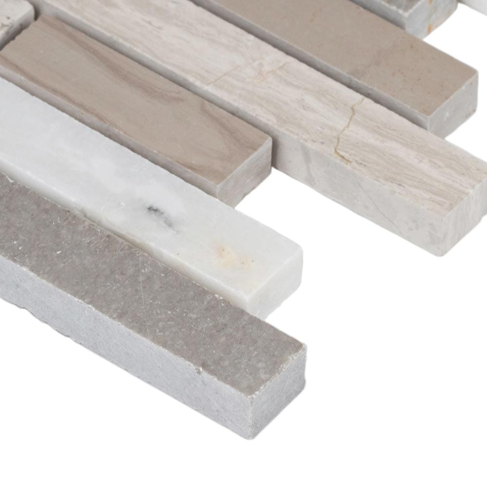 Arctic Storm Interlocking 12"x12" Honed Marble Mesh-Mounted Mosaic Tile Pattern-MSI Collection