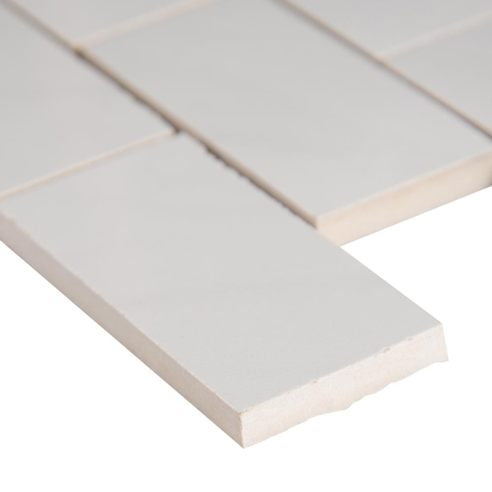 Aria Bianco 12"x12" Polished Porcelain Mesh-Mounted Mosaic Tile 2"x4"- MSI Collection