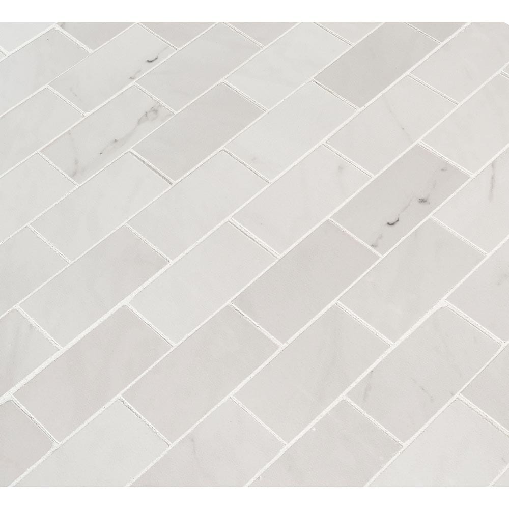 Aria Ice 12"x12" Polished Porcelain Mesh-Mounted Mosaic Tile 2"x4"- MSI Collection