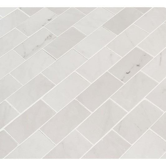 Aria Ice 12"x12" Polished Porcelain Mesh-Mounted Mosaic Tile 2"x4"- MSI Collection