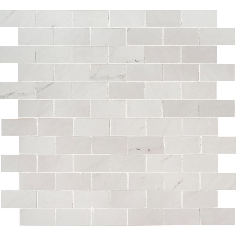 Aria Ice 12"x12" Polished Porcelain Mesh-Mounted Mosaic Tile 2"x4"- MSI Collection