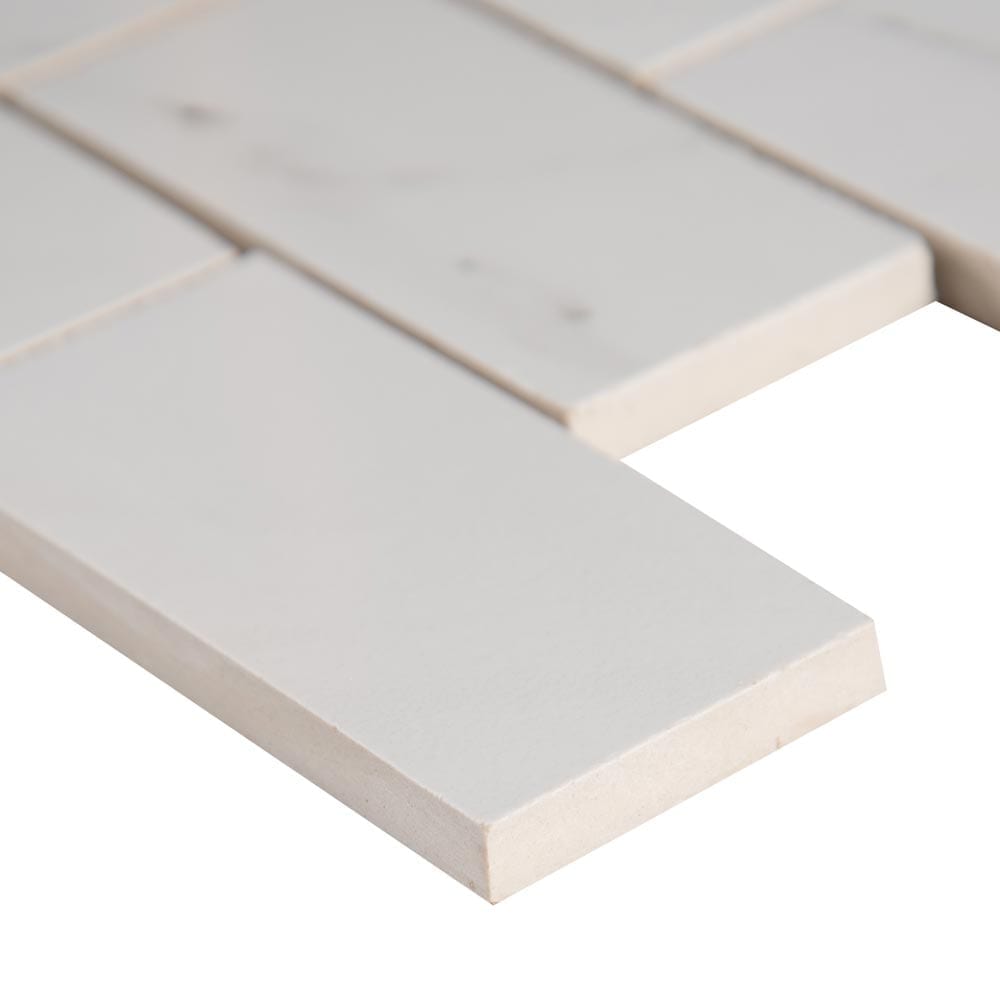 Aria Ice 12"x12" Polished Porcelain Mesh-Mounted Mosaic Tile 2"x4"- MSI Collection