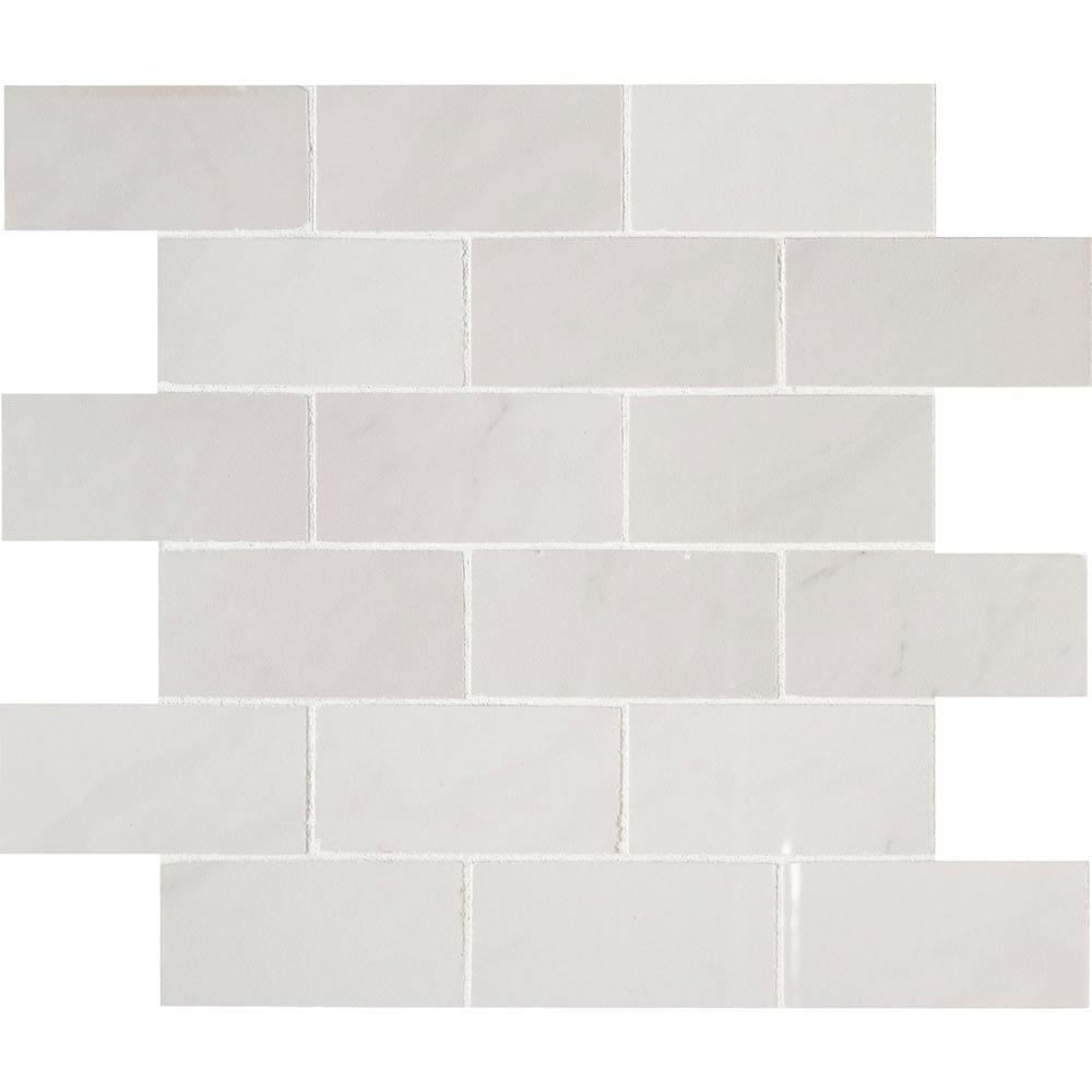 Aria Ice 12"x12" Polished Porcelain Mesh-Mounted Mosaic Tile 2"x4"- MSI Collection