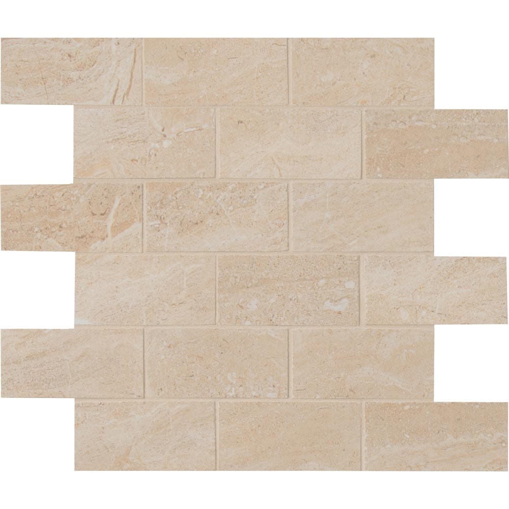 Aria Oro 12"x12" Polished Porcelain Mesh-Mounted Mosaic Tile 2"x4" - MSI Collection