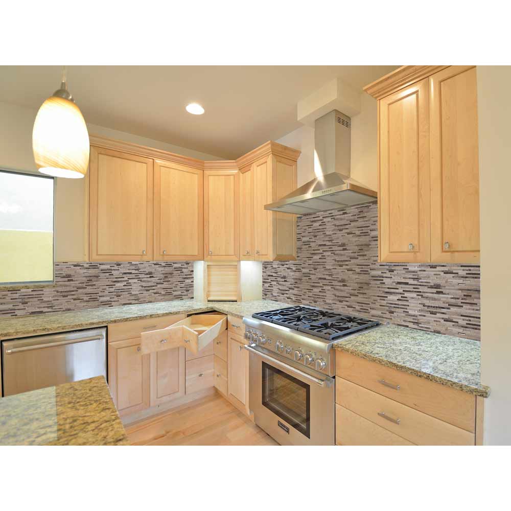 Ashlar Rock Interlocking 8" x 18" Glass and Stone Mesh-Mounted Mosaic Tile Pattern-MSI Collection