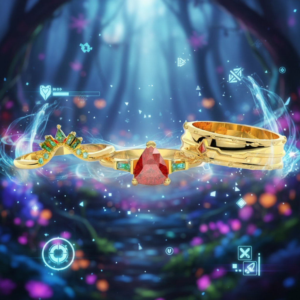 Assasin's Romance Engagement Ring- 14k Yellow Gold Video Game Inspired Rings