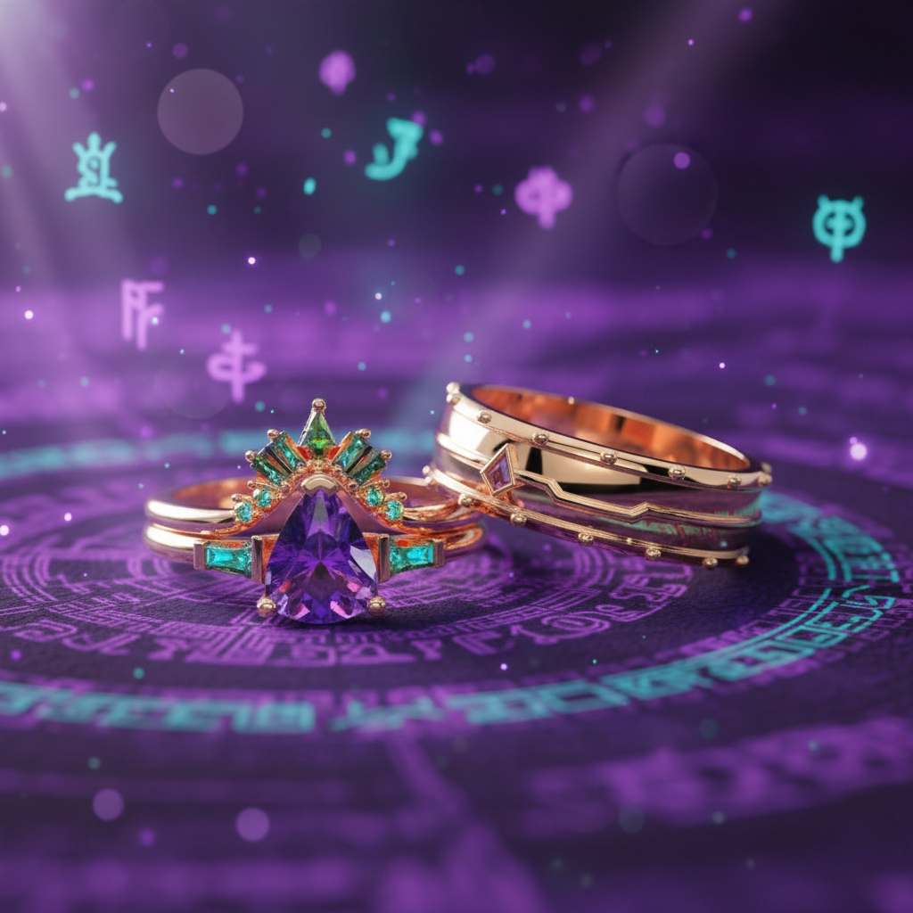 Assasin's Romance Engagement Ring- 14k Yellow Gold Video Game Inspired Rings