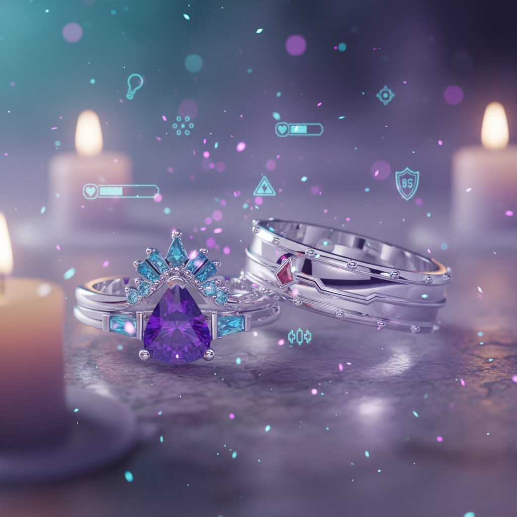 Assasin's Romance Engagement Ring- 14k Yellow Gold Video Game Inspired Rings