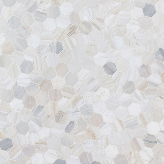 Athena Gold 12"x11.3" Marble 2" Hexagon Honed Mesh Mounted Mosaic Tile - MSI Collection