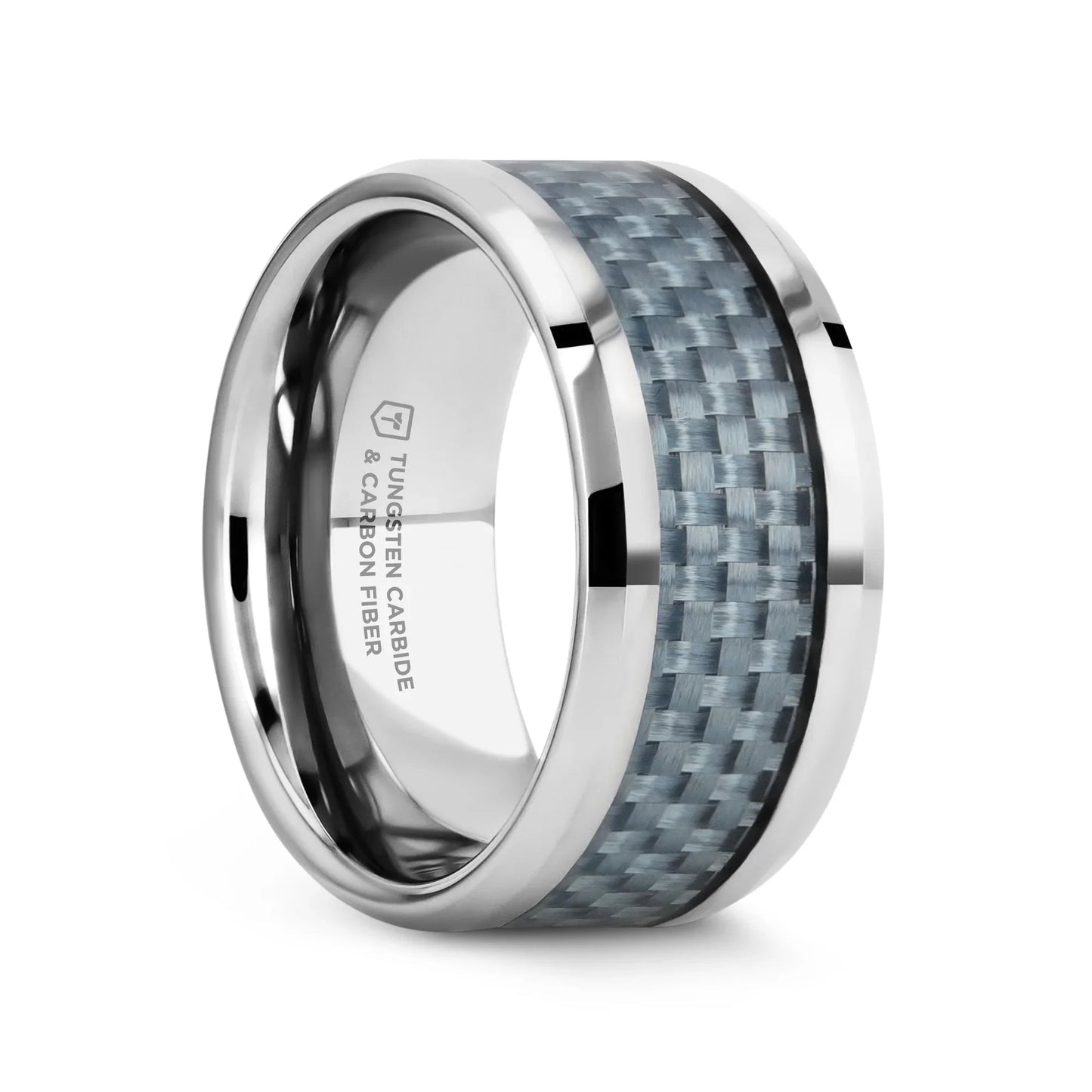 AUGUSTUS Blue Carbon Fiber Inlay Tungsten Carbide Band - 4mm - 10mm