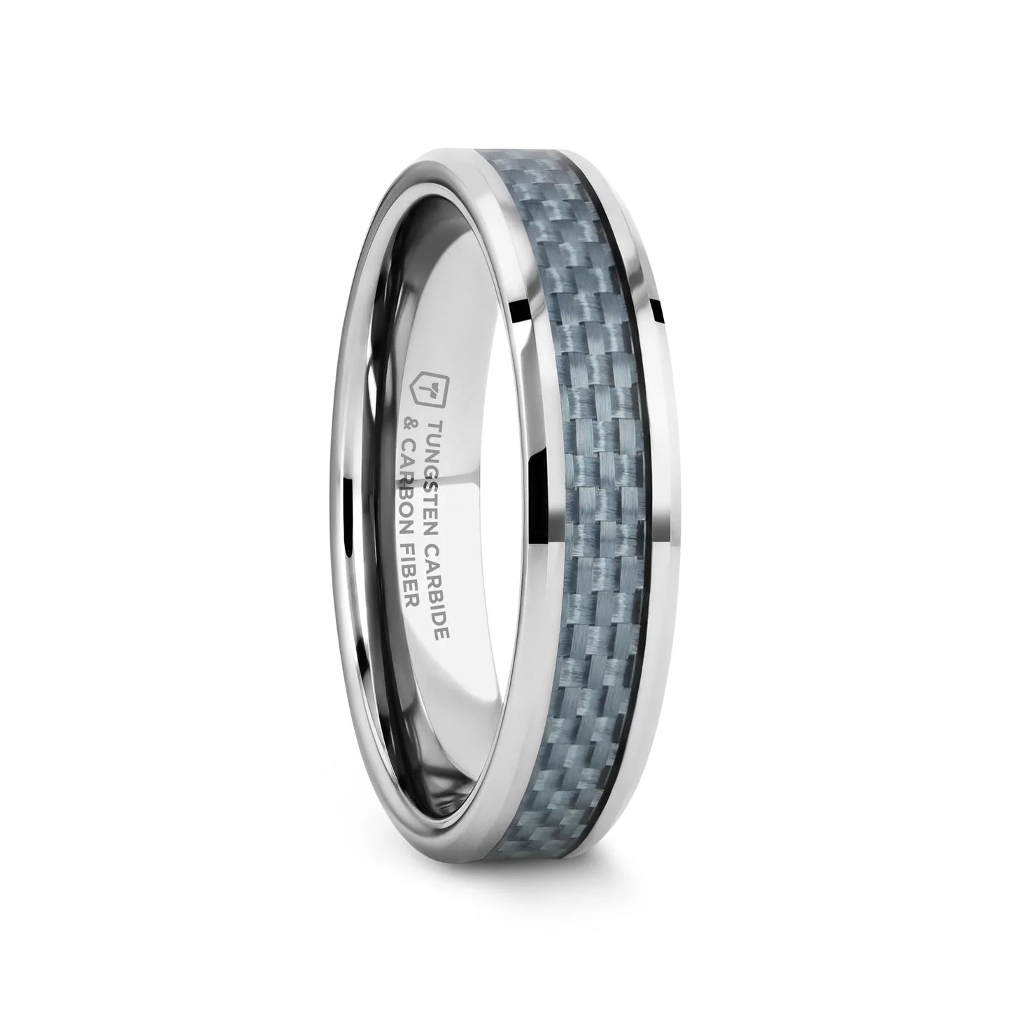 AUGUSTUS Blue Carbon Fiber Inlay Tungsten Carbide Band - 4mm - 10mm