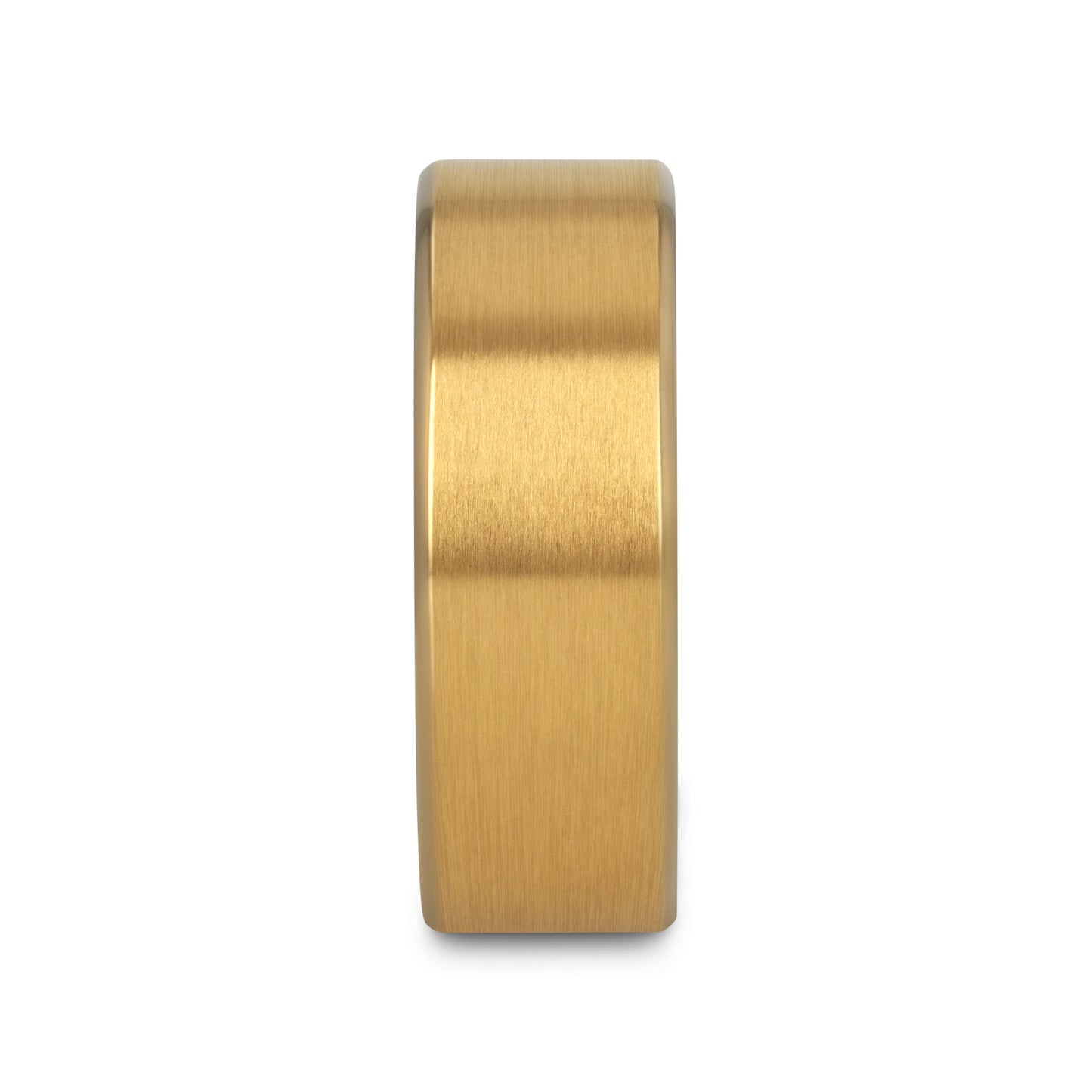 AURELIANO Yellow Gold Plating Titanium Men's Wedding Band With Flat Brushed Finish Center And Rounded Polished Edges - 8mm