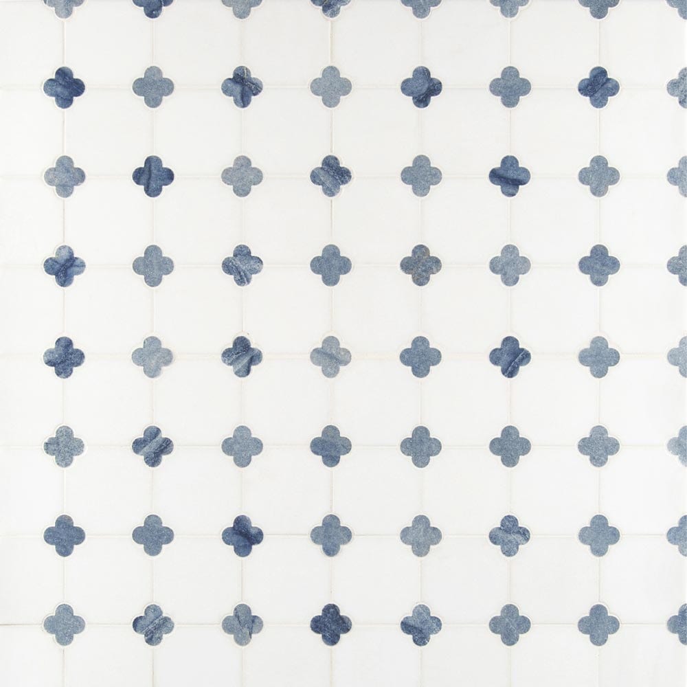 Azula Floret 12" x 12" Polished Marble Mesh-Mounted Mosaic Tile Pattern-MSI Collection