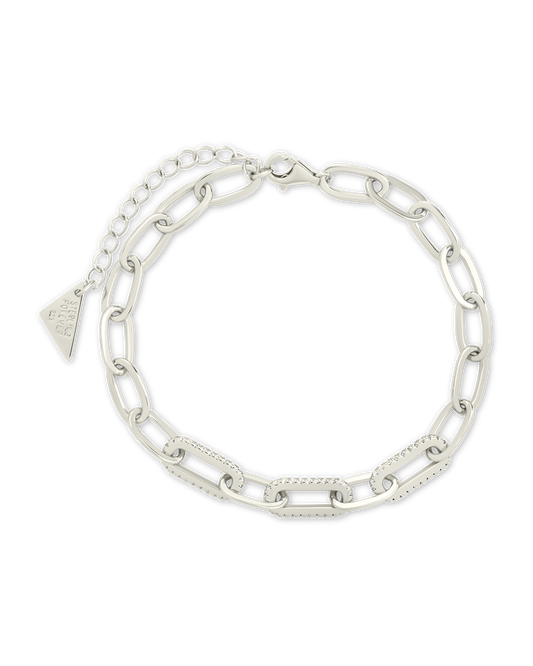 Sterling Silver Hallie CZ Paperclip Chain Bracelet