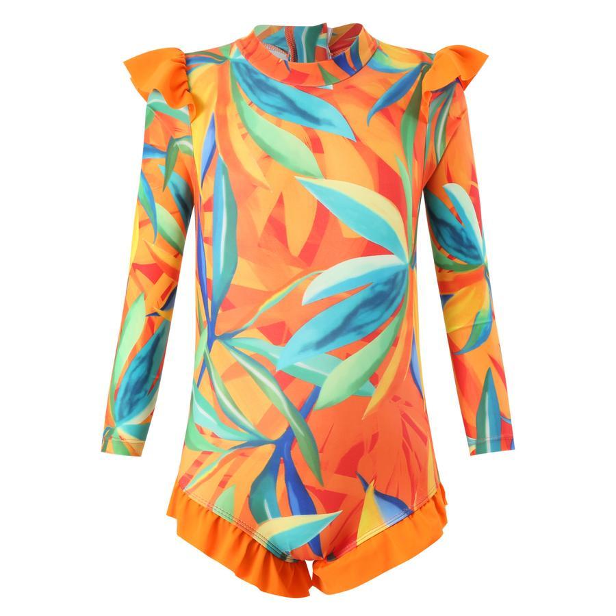Teen girl stylish printing unpadded long sleeve one and two-piece swimsuit