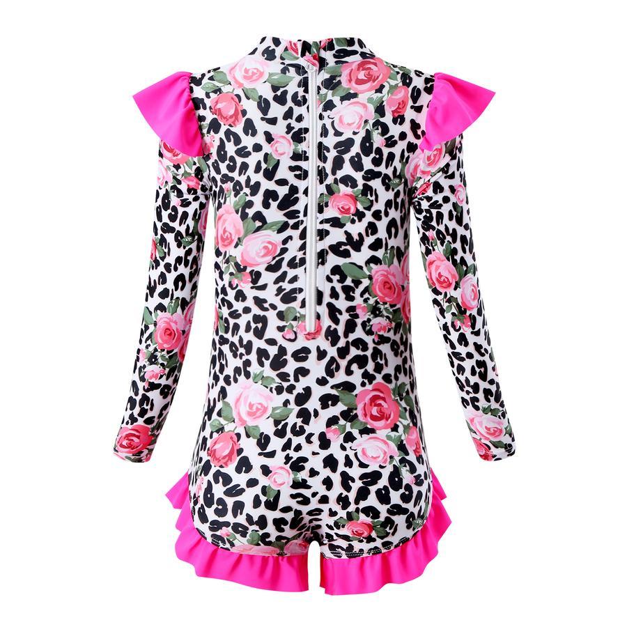 Teen girl stylish printing unpadded long sleeve one and two-piece swimsuit