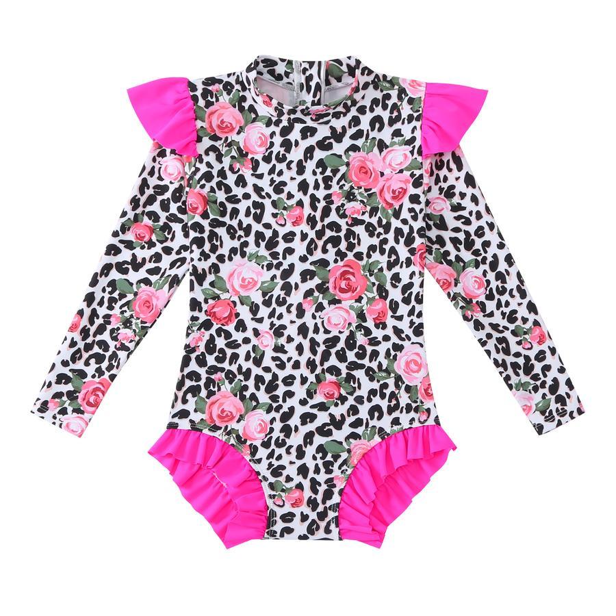 Teen girl stylish printing unpadded long sleeve one and two-piece swimsuit