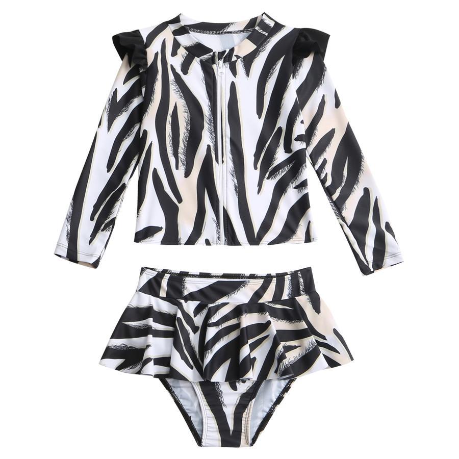 Teen girl stylish printing unpadded long sleeve one and two-piece swimsuit