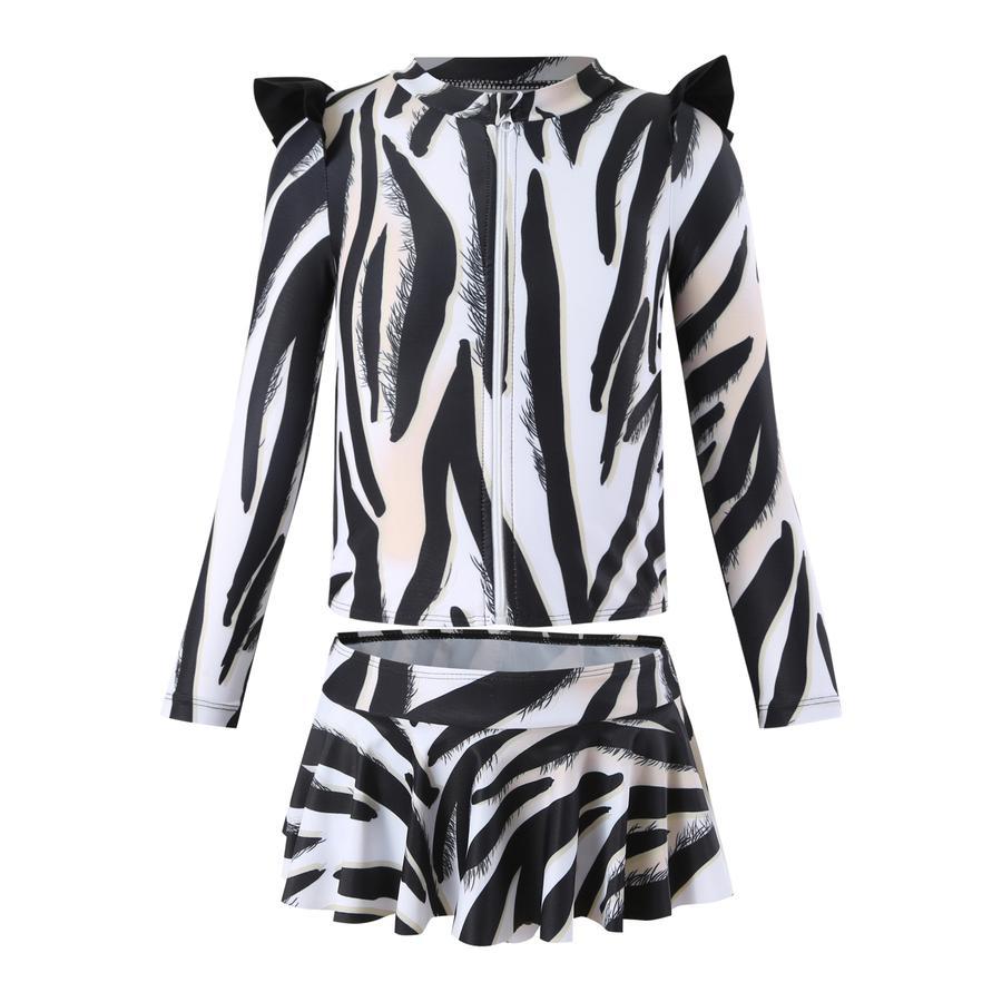Teen girl stylish printing unpadded long sleeve one and two-piece swimsuit