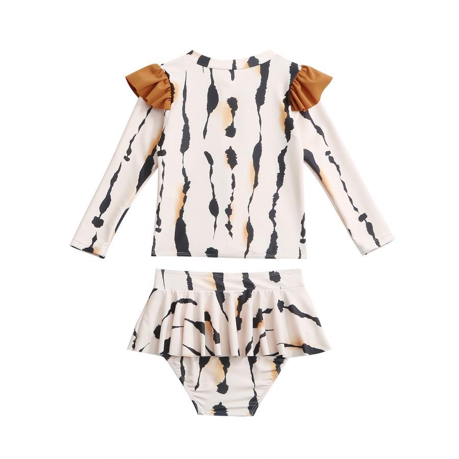 Teen girl stylish printing unpadded long sleeve one and two-piece swimsuit