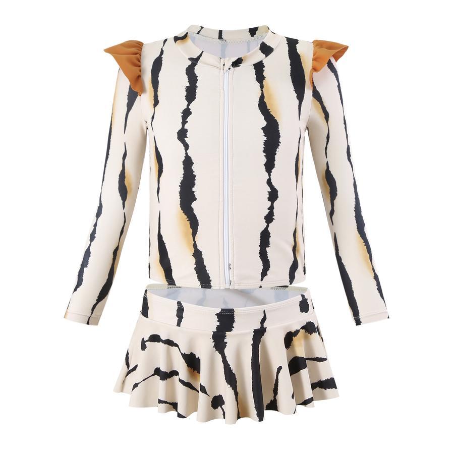 Teen girl stylish printing unpadded long sleeve one and two-piece swimsuit
