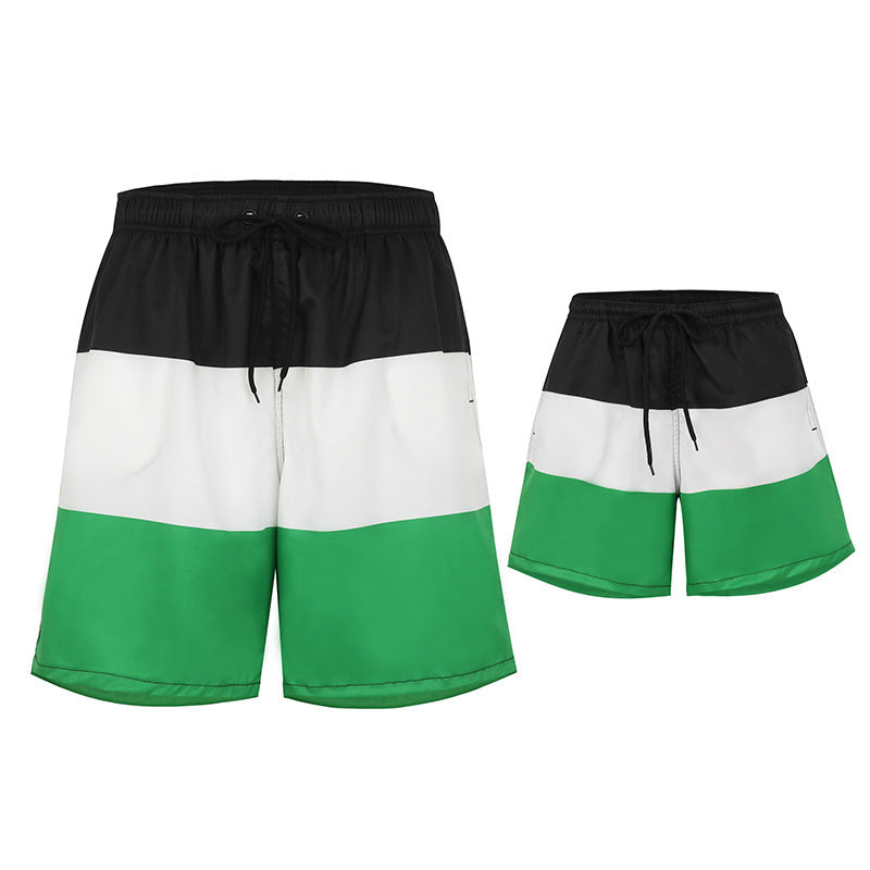 Boy's color-block casual beach shorts with lined