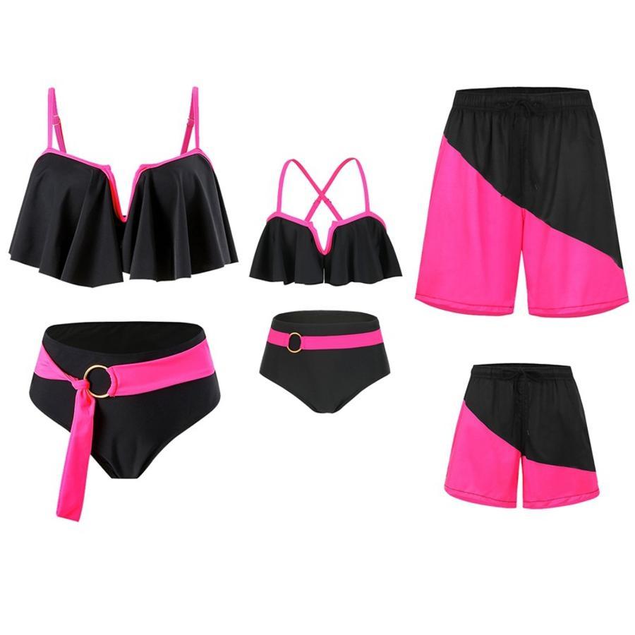 Boy's color-block casual beach shorts with lined