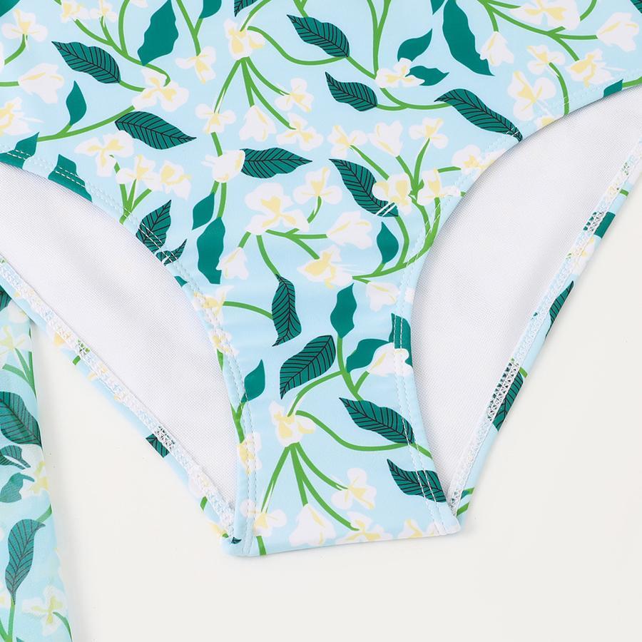 Teen girl's print padded three-piece swimsuit