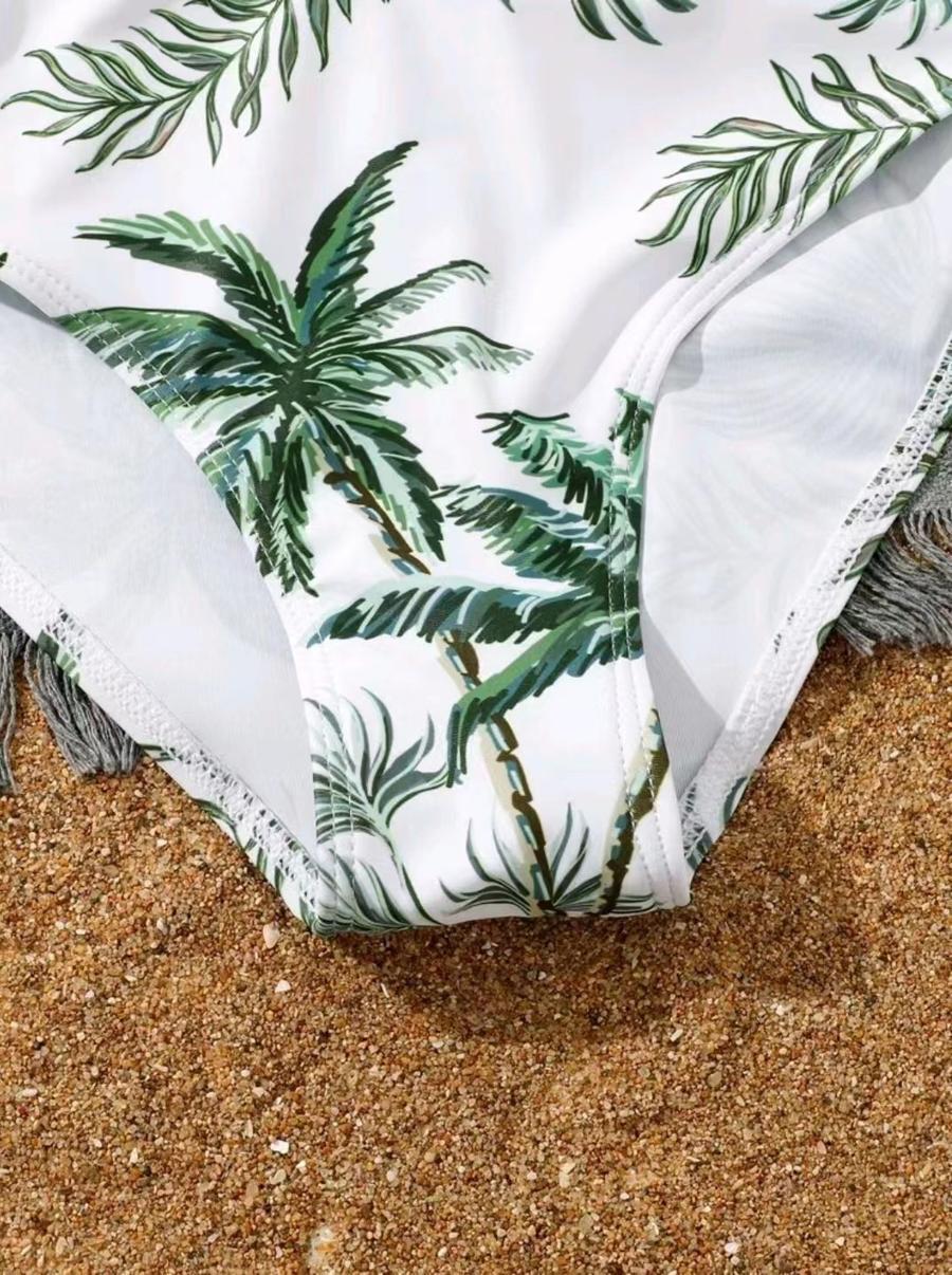 Teen girl's print padded three-piece swimsuit