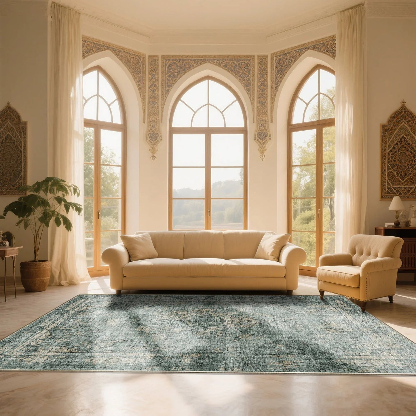 7ft x 5ft Vintage Indoor Non-Slip Washable Large  Area Rugs for Bedroom Living Room