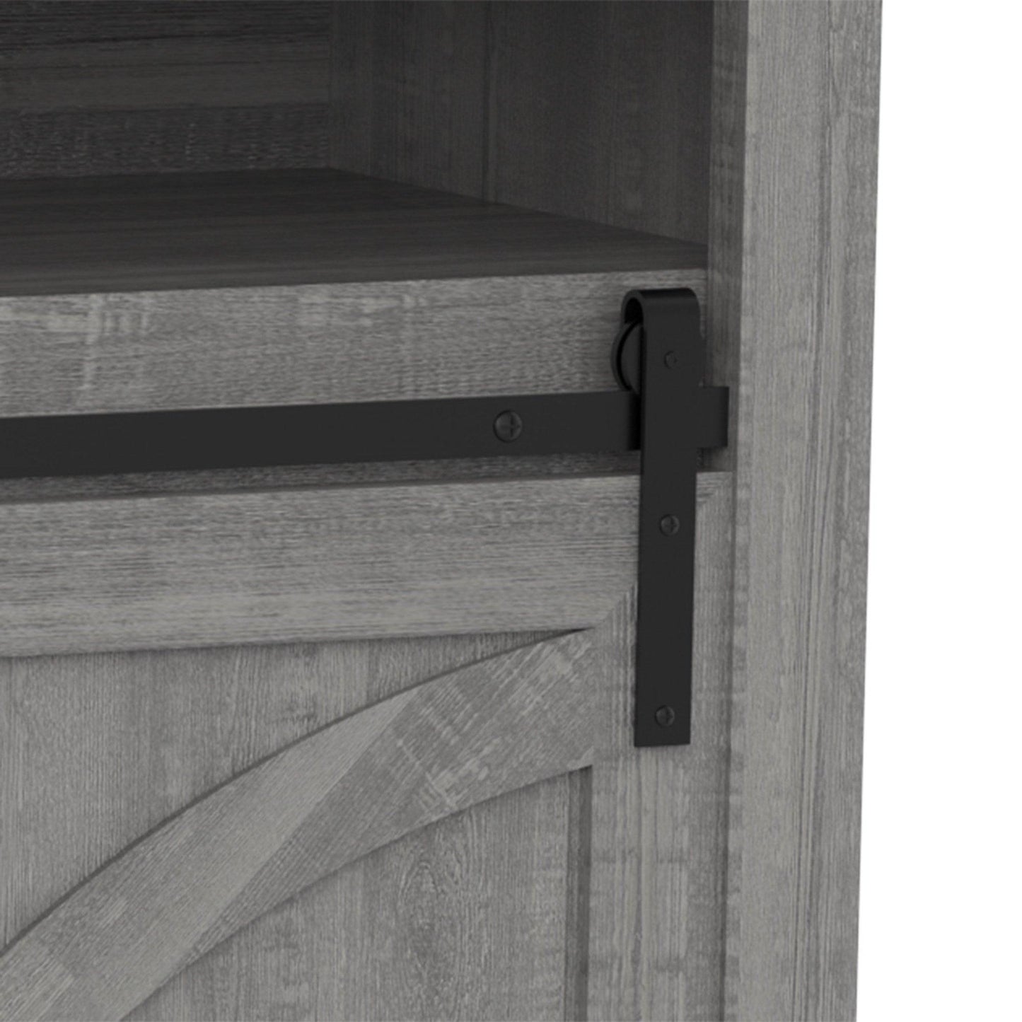 68" Farmhouse TV Stand with Double Sliding Barn Doors for Living Room
