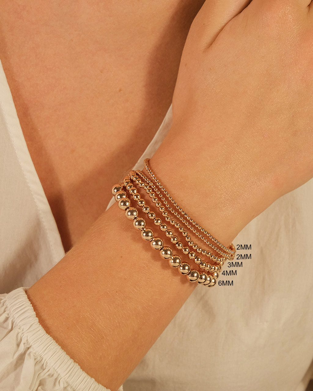 Sterling Silver Beaded Stretch Bracelet Sets