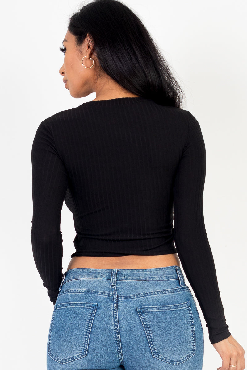Long Sleeve Round Neck Basic Crop Top (CAPELLA)