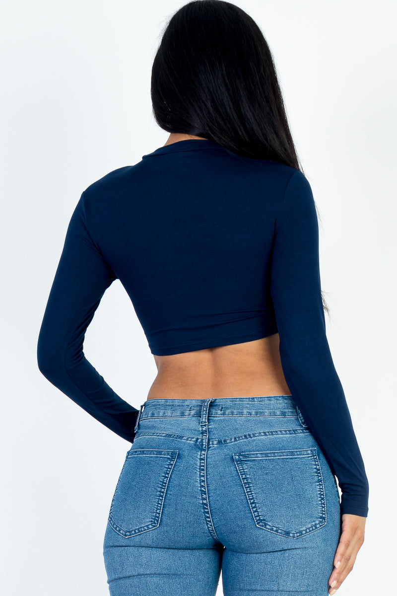 Crew Neck Long Sleeve Cropped Top (CAPELLA)