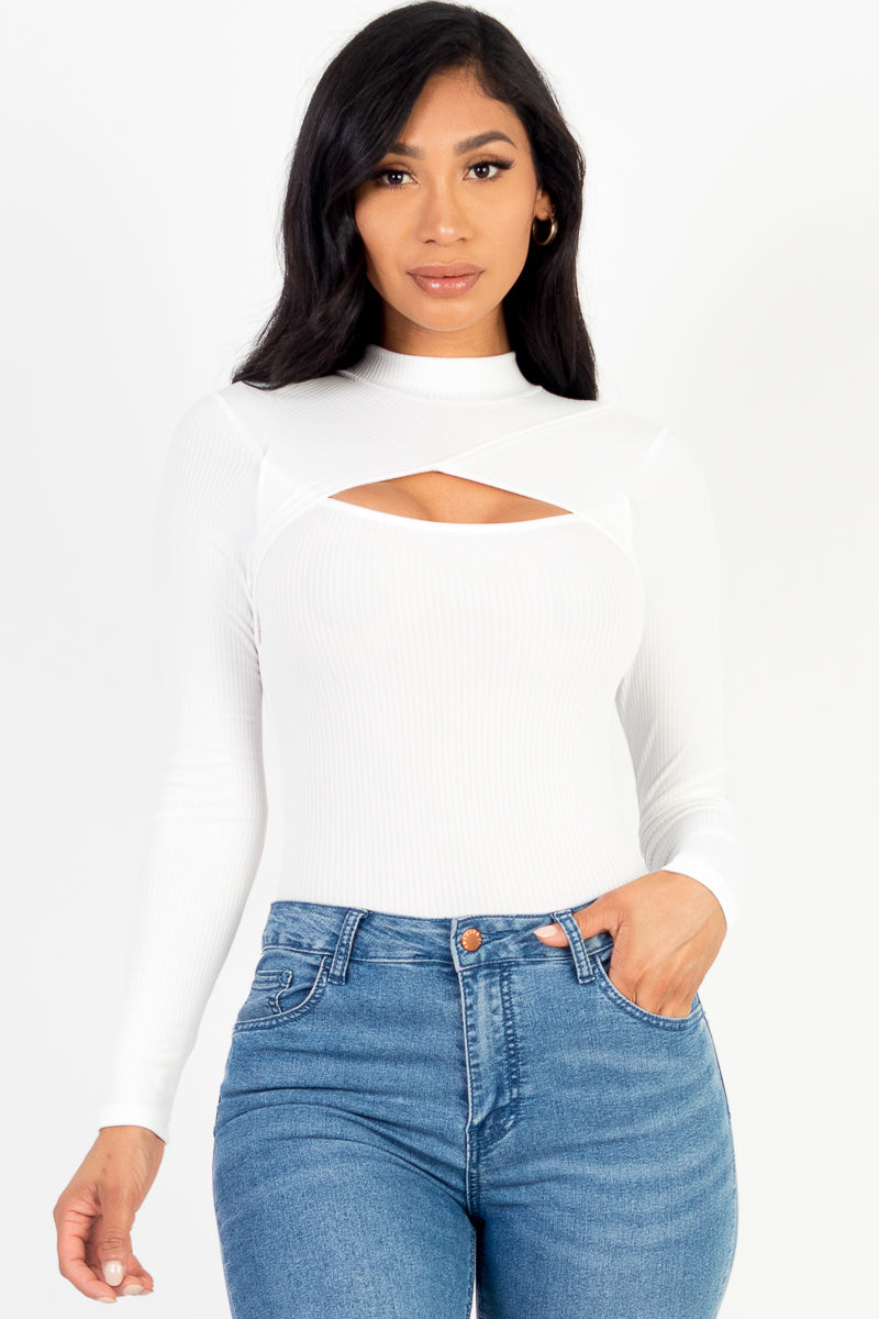 Front Cutout Long Sleeve Bodysuit (CAPELLA)