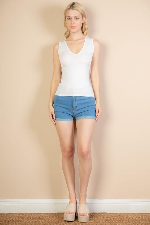 Ribbed V-Neck Sleeveless Top (CAPELLA)