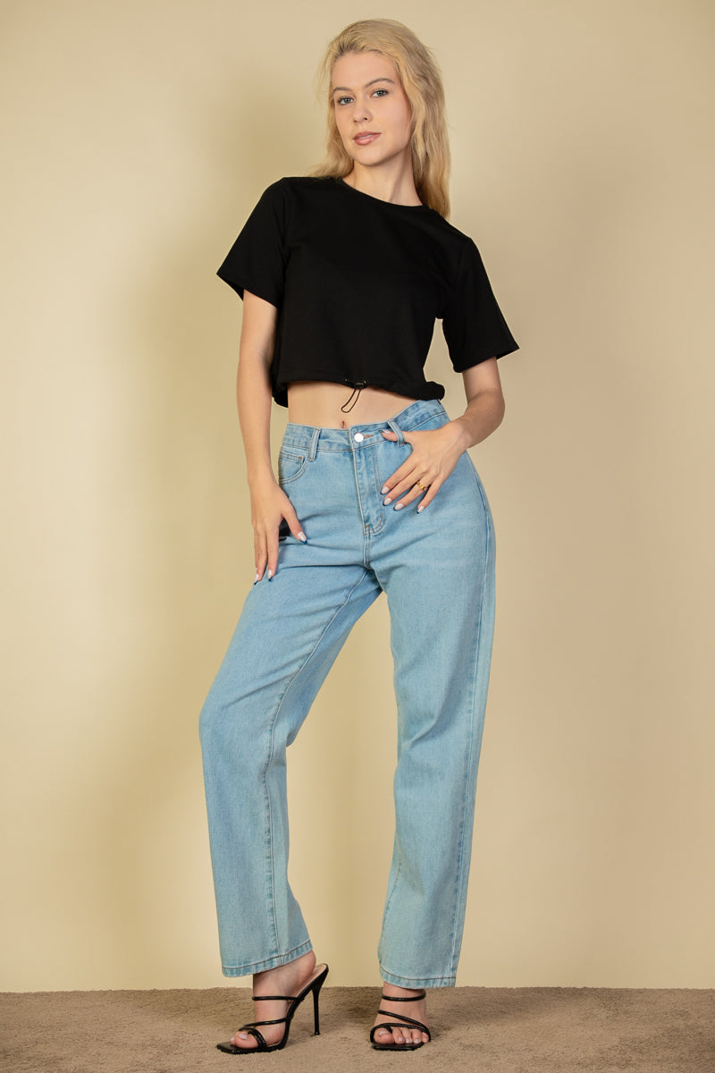 French Terry Toggle Drawstring Crop Top (CAPELLA)
