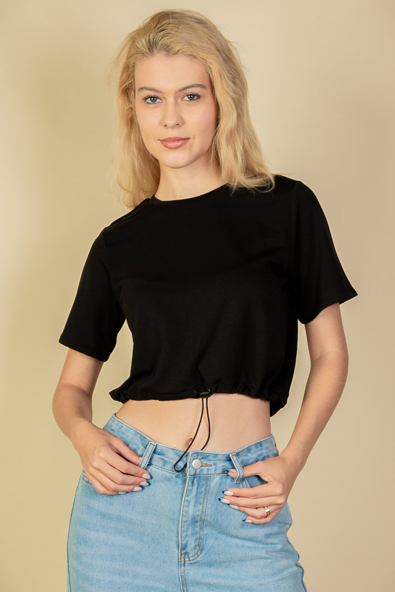 French Terry Toggle Drawstring Crop Top (CAPELLA)